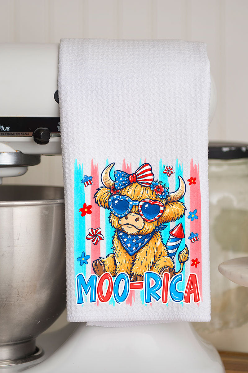Moo-Rica Waffle Kitchen Towel