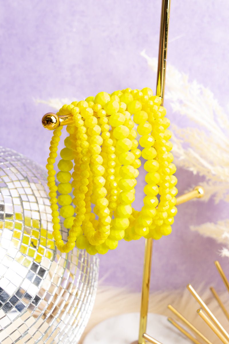 Vista Neon Yellow Vivienne Beaded Bracelet Set - Wholesale Accessory Market