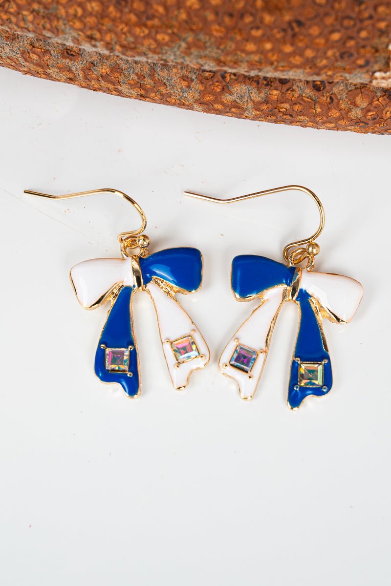 Blue &amp; White Spirit Tied Earrings | Wholesale Accessory Market