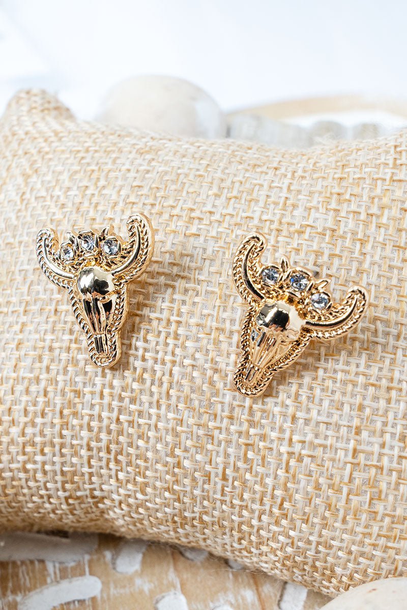 Crystal Goldtone Sedona Steer Earrings - Wholesale Accessory Market