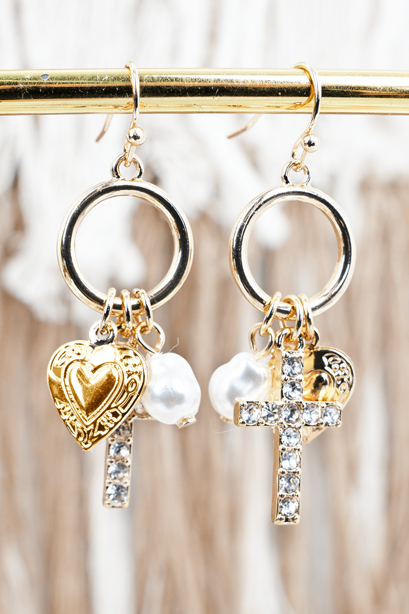 Heart Of Faith Goldtone Earrings - Wholesale Accessory Market