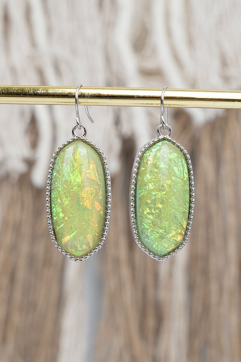 SALE! Elevated Edge Mint Opal Silvertone Earrings - Wholesale Accessory Market