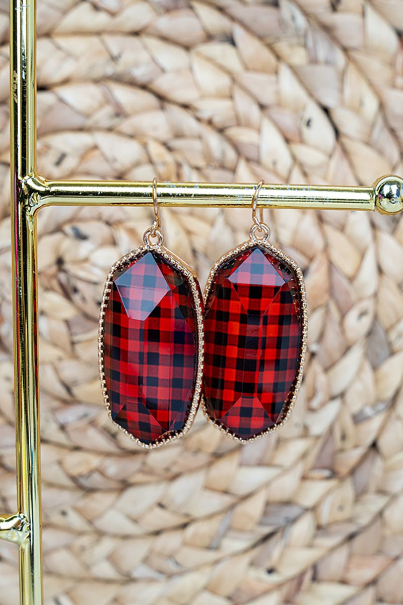 SALE! Mia Red & Black Check Earrings - Wholesale Accessory Market