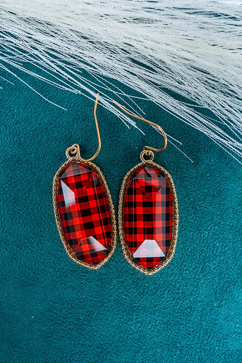 SALE! Lorelei Red & Black Check Earrings - Wholesale Accessory Market