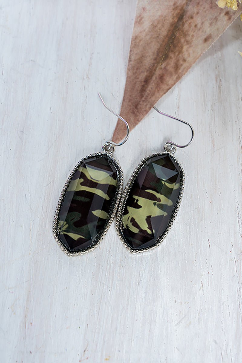 SALE! Lorelei Camo Silvertone Earrings - Wholesale Accessory Market