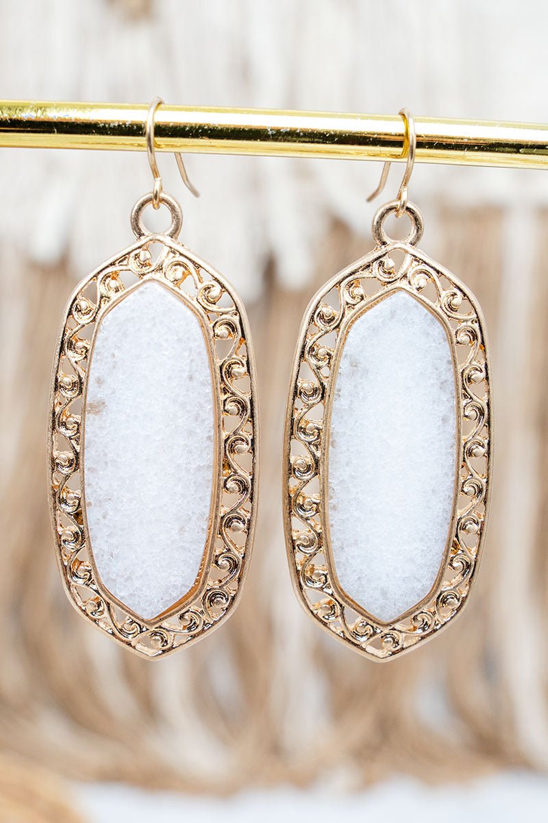 SALE! Amara White & Goldtone Earrings - Wholesale Accessory Market