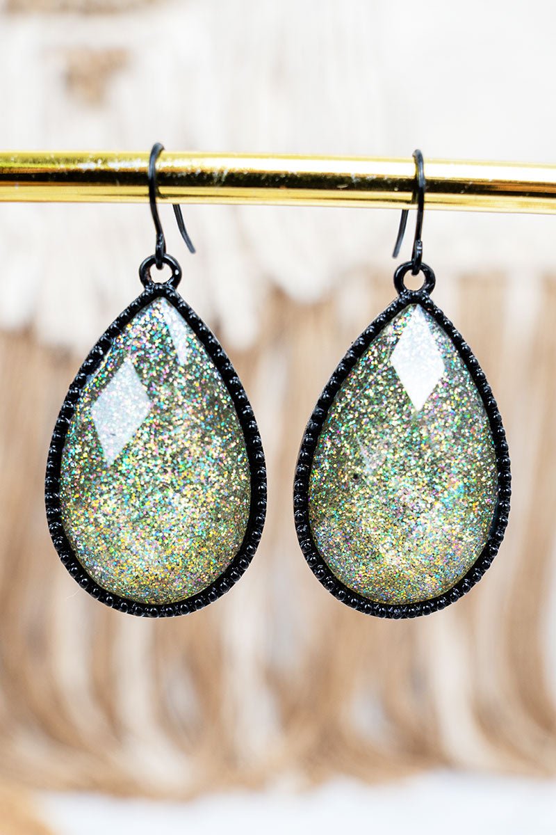 SALE! Flash Factor Silver & Black Teardrop Earrings - Wholesale Accessory Market
