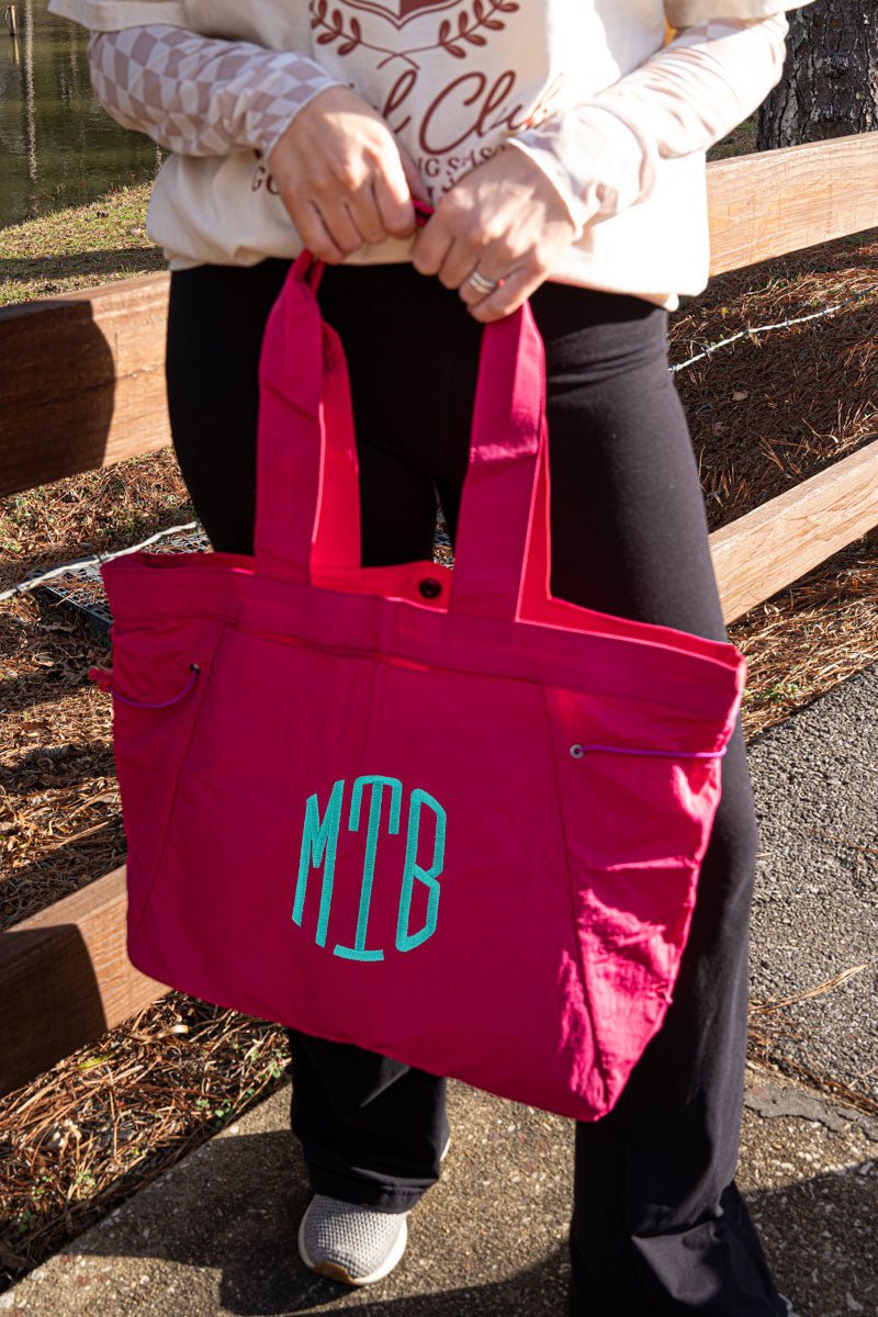 NGIL Raspberry Shoreview Side Cinched Tote Bag - Wholesale Accessory Market