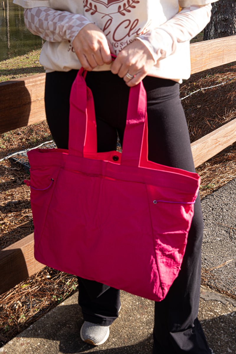 NGIL Raspberry Shoreview Side Cinched Tote Bag - Wholesale Accessory Market