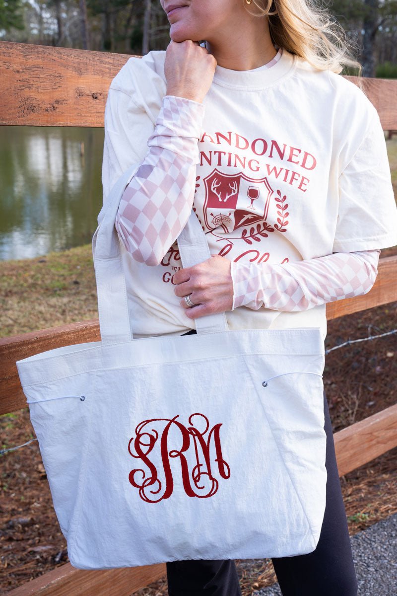 NGIL White Shoreview Side Cinched Tote Bag - Wholesale Accessory Market