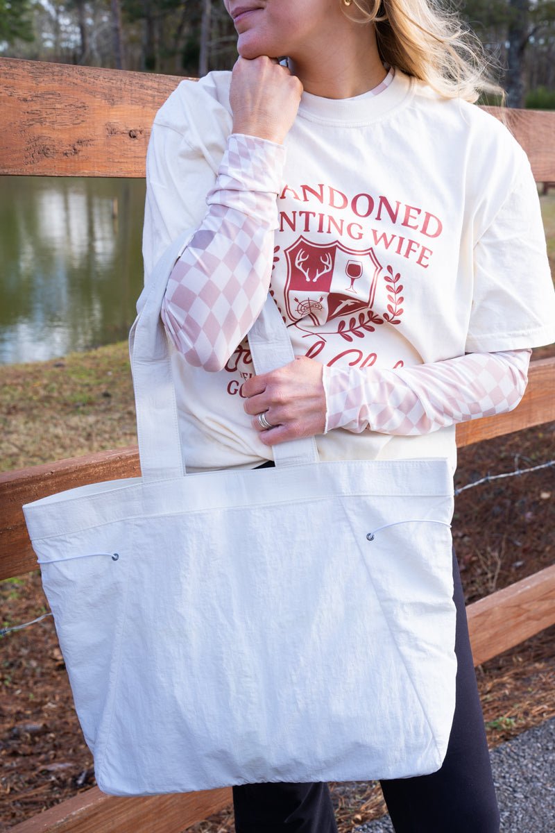 NGIL White Shoreview Side Cinched Tote Bag - Wholesale Accessory Market