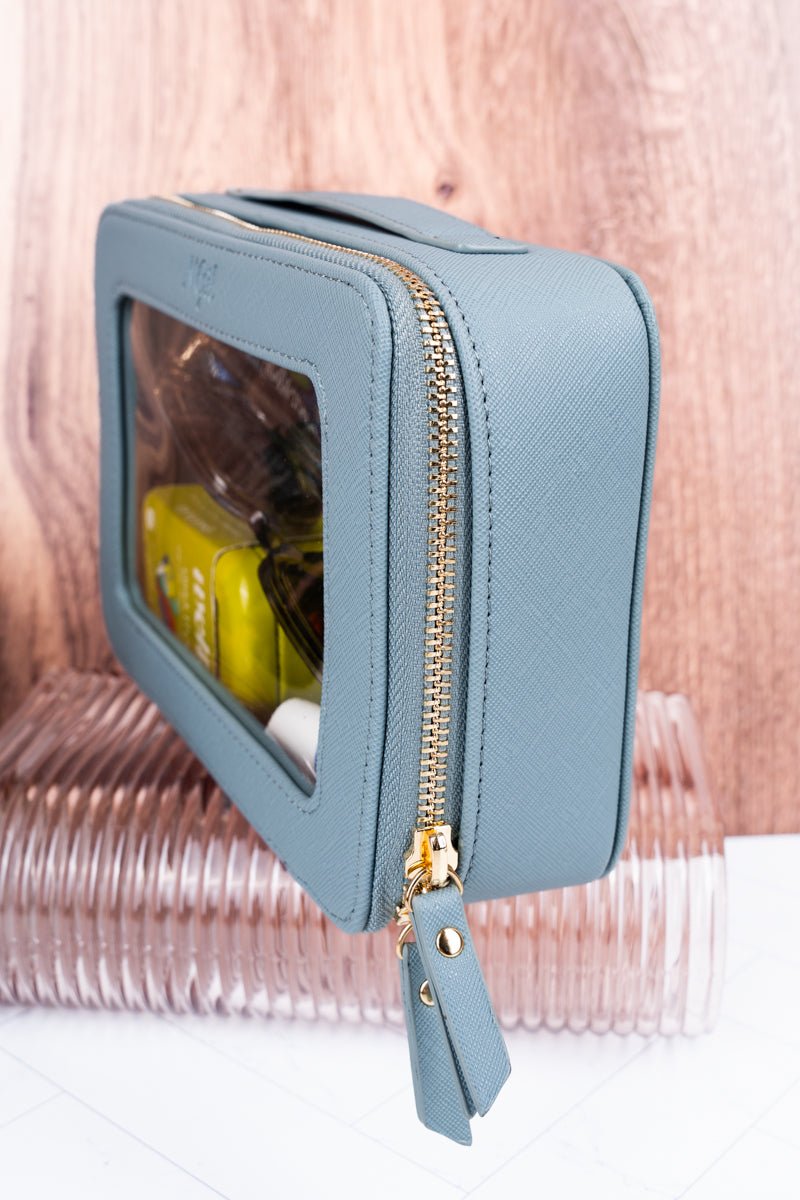 NGIL Clear The Way Blue Faux Leather Toiletry Case - Wholesale Accessory Market