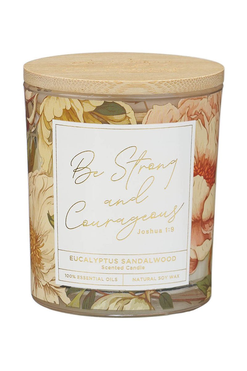 Be Strong and Courageous Eucalyptus Sandalwood Scented Candle - Wholesale Accessory Market