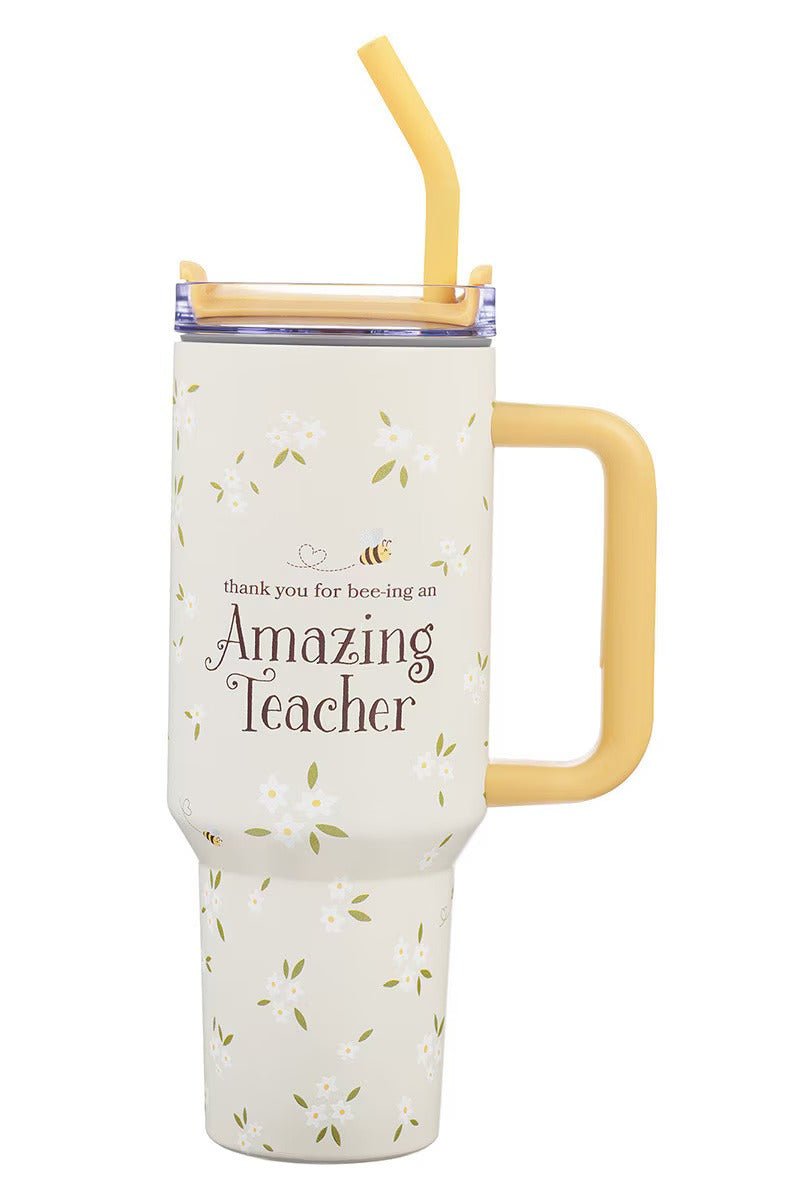 Amazing Teacher Blossom and Bees 40 oz Tumbler with Straw - Wholesale Accessory Market
