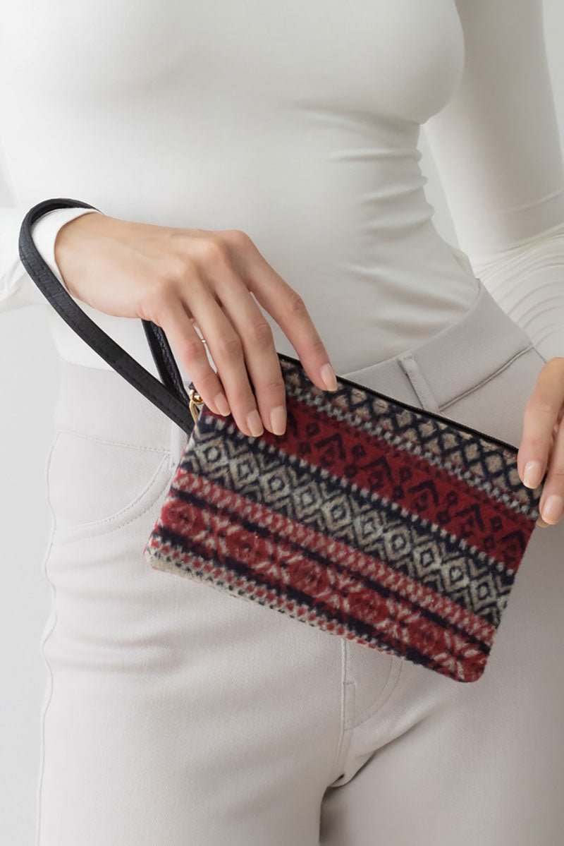 Be Clever Nordic Winter Wristlet Pouch, Burgundy - Wholesale Accessory Market