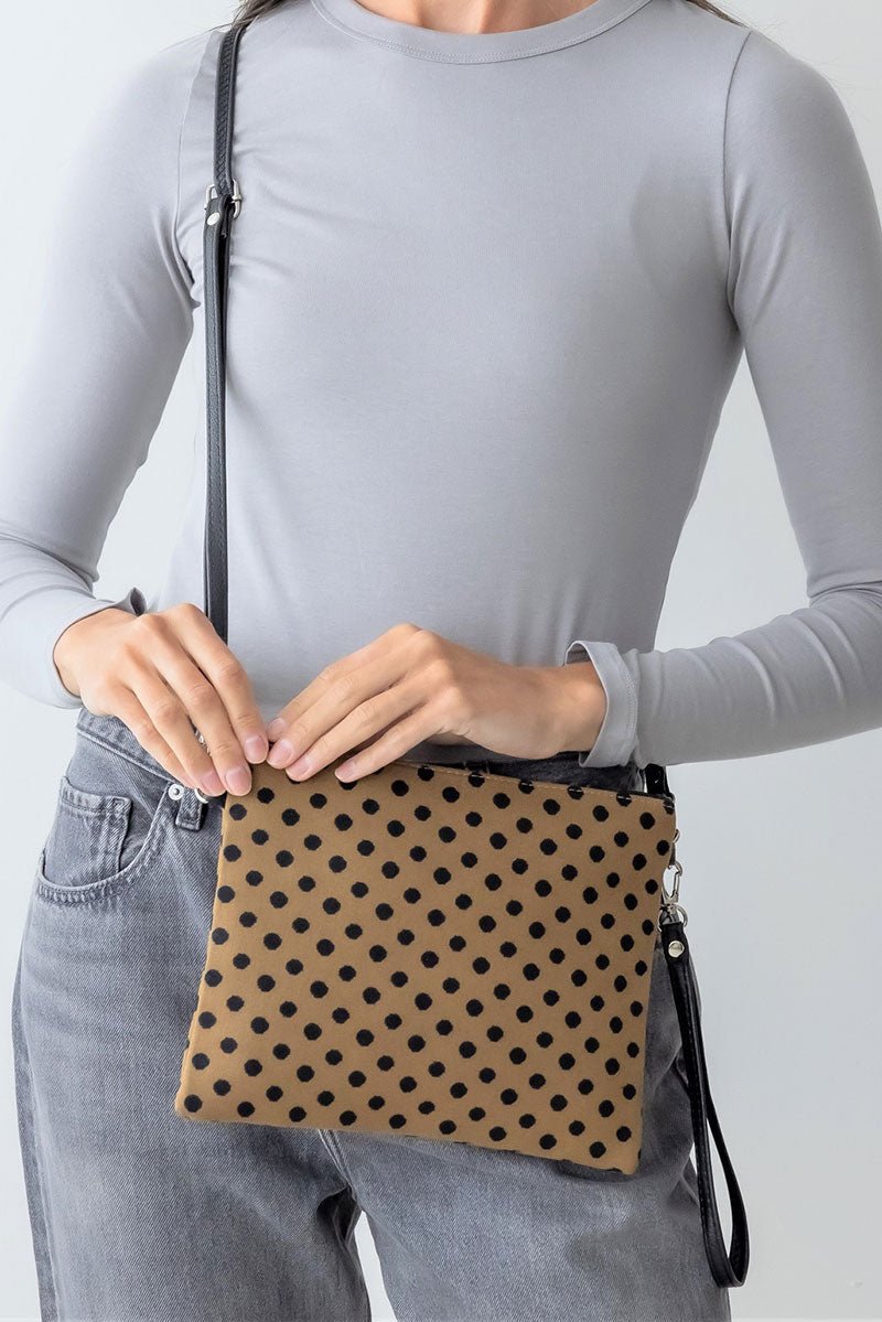 Be Clever Spot On Crossbody Clutch, Brown - Wholesale Accessory Market