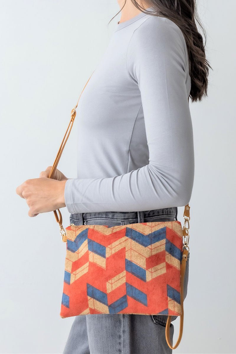 Be Clever Summit Stripe Crossbody Clutch, Brown - Wholesale Accessory Market