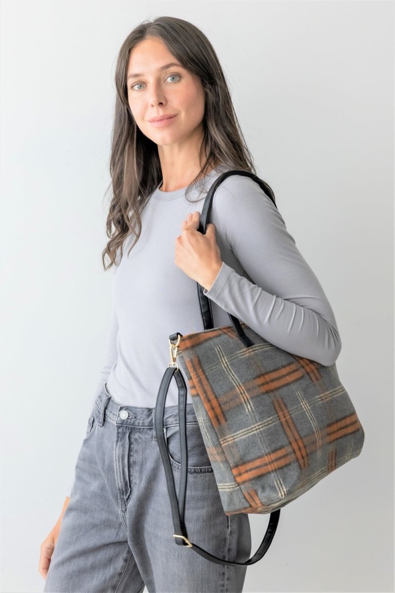 Be Clever Cozy Outlook Tote Bag, Gray - Wholesale Accessory Market