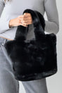 Be Clever Cozy Intentions Black Faux Fur Tote Bag - Wholesale Accessory Market