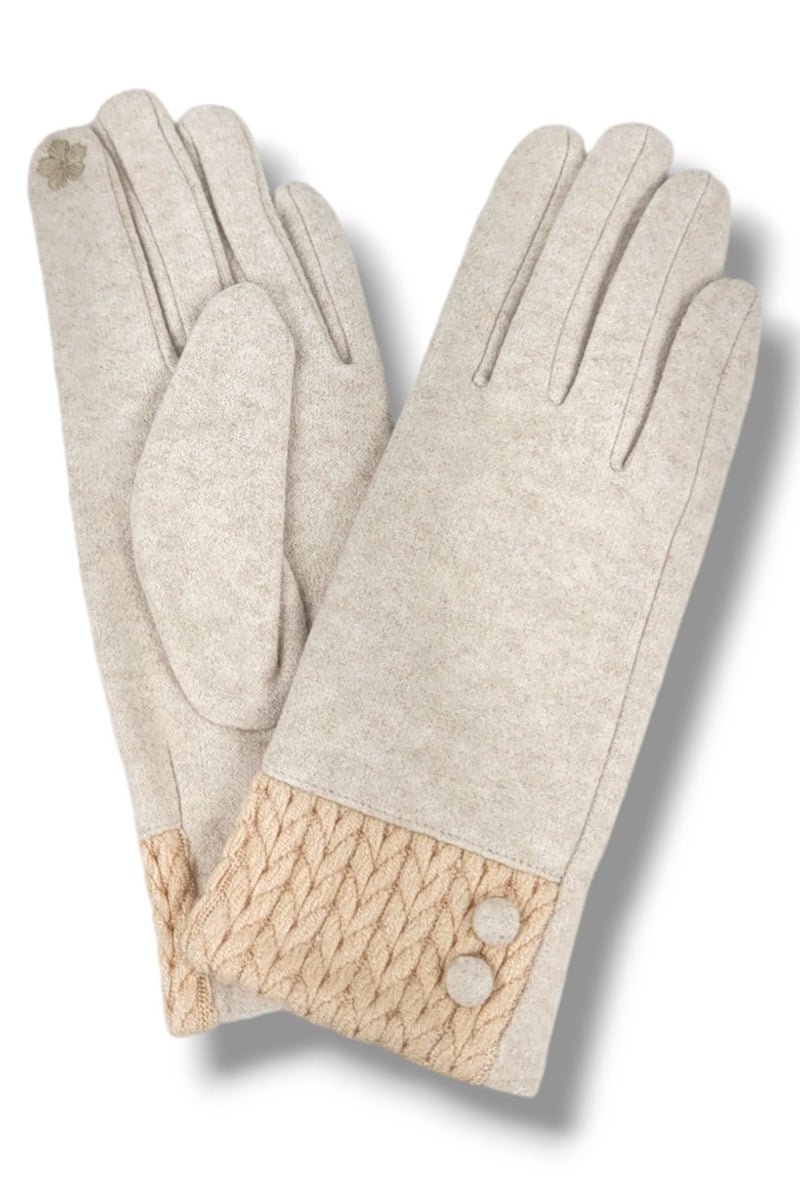 Be Clever One Pair Cold Snap Chic Smart Touch Gloves, Beige - Wholesale Accessory Market