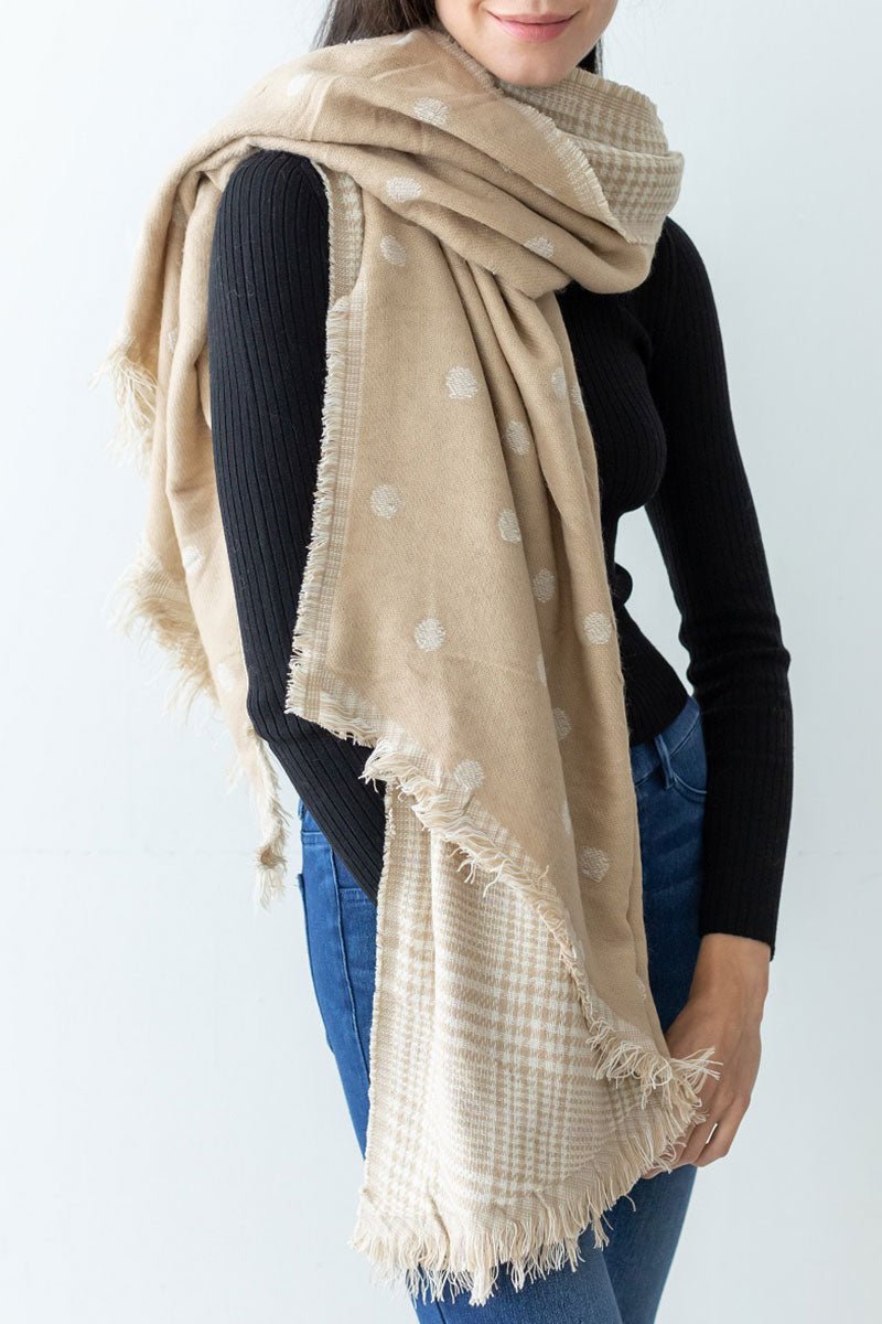 Be Clever Glen Ellyn Bias Scarf, Beige - Wholesale Accessory Market