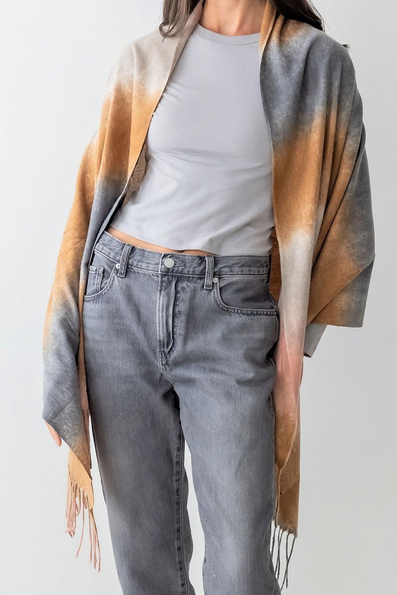 Be Clever Seattle Skyline Long Scarf, Beige - Wholesale Accessory Market