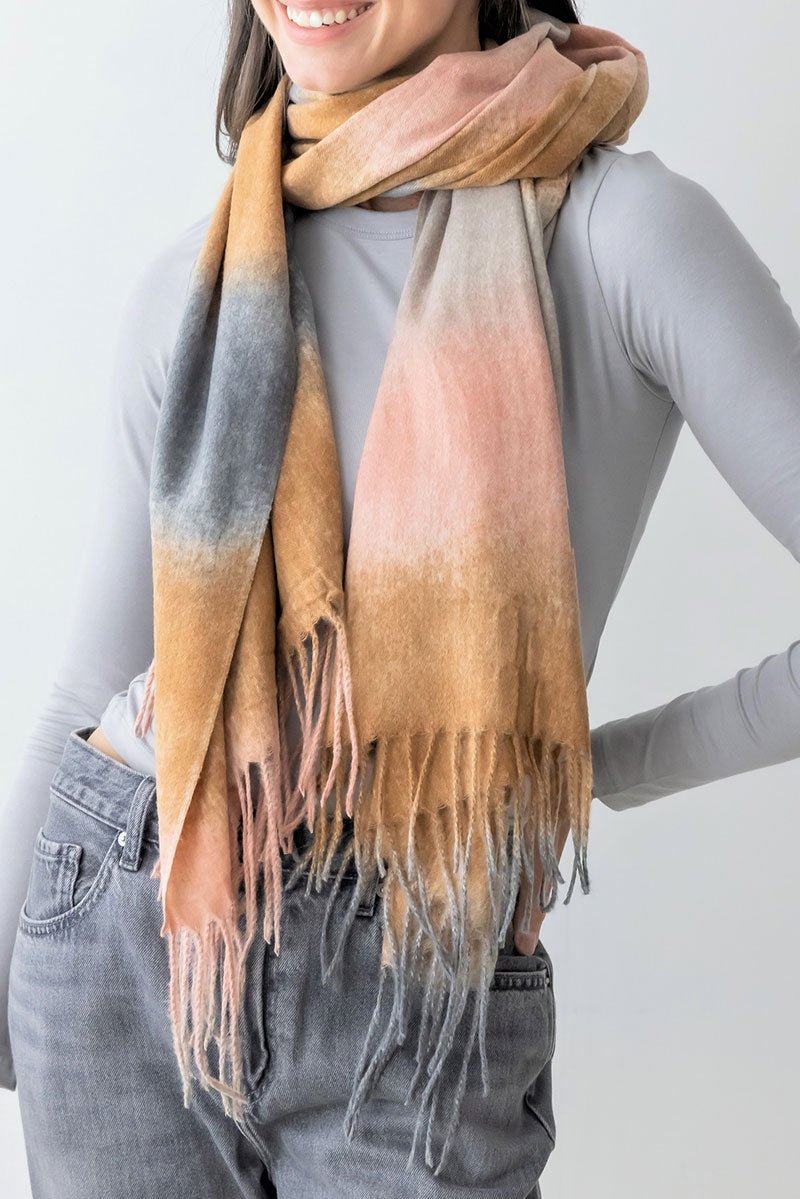 Be Clever Seattle Skyline Long Scarf, Beige - Wholesale Accessory Market