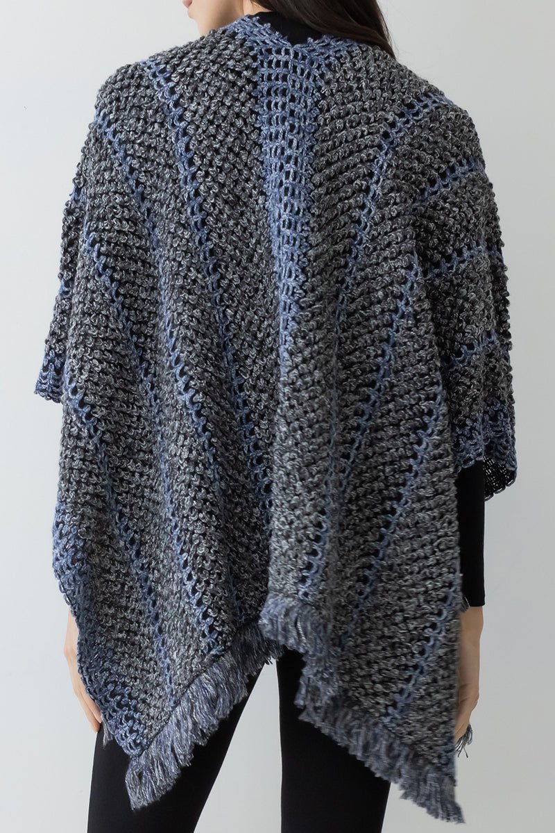 Be Clever Adobe Horizon Crochet Ruana, Black - Wholesale Accessory Market