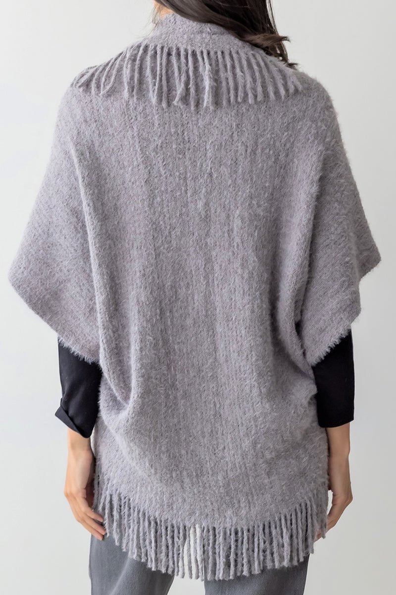 Be Clever Frost & Found Tassel Shrug, Gray - Wholesale Accessory Market