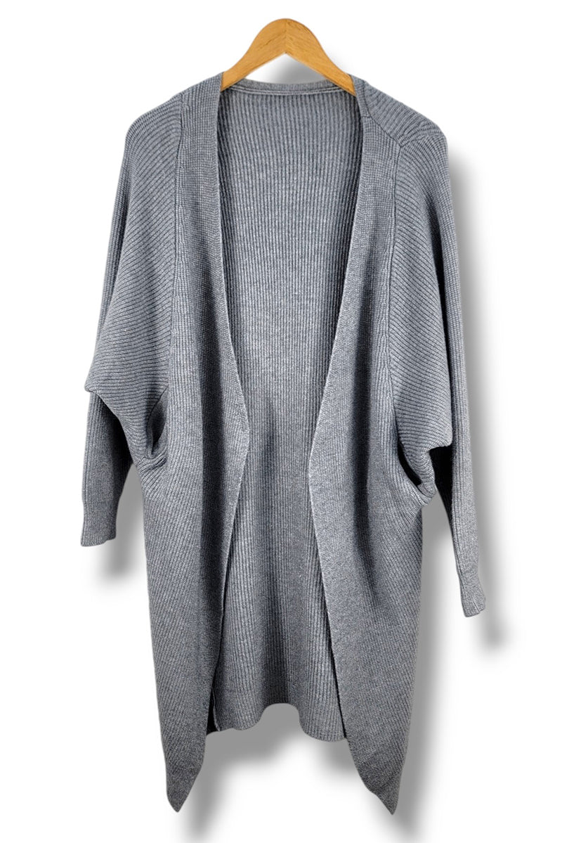 Be Clever Sweater Weather Knit Pocket Cardigan, Gray - Wholesale Accessory Market