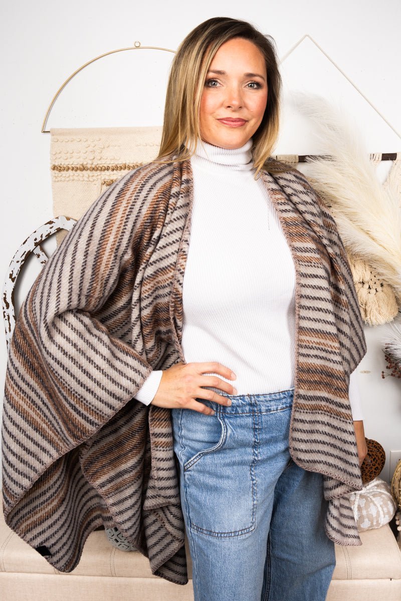 Be Clever Denver Dusk Ruana, Brown - Wholesale Accessory Market