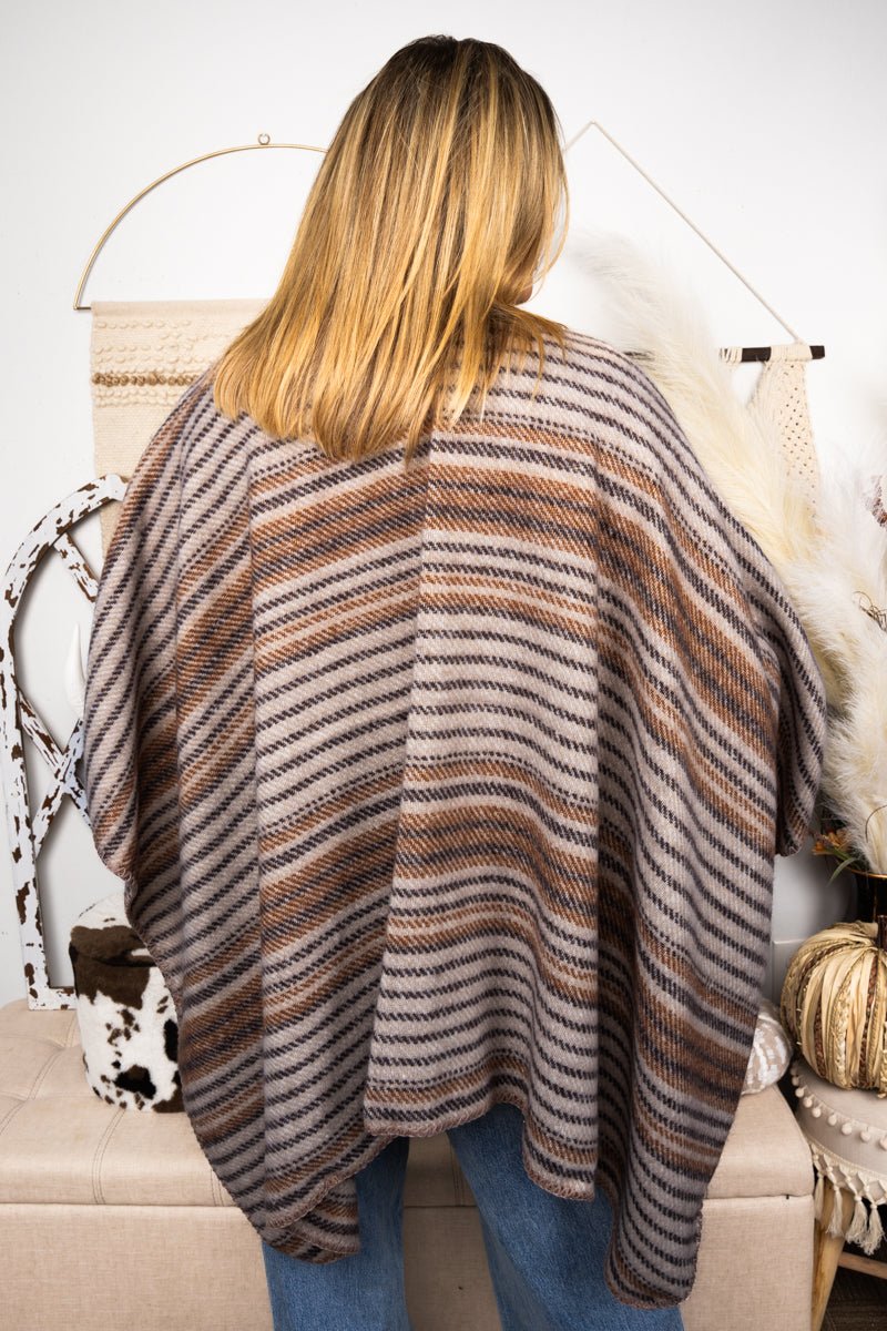 Be Clever Denver Dusk Ruana, Brown - Wholesale Accessory Market