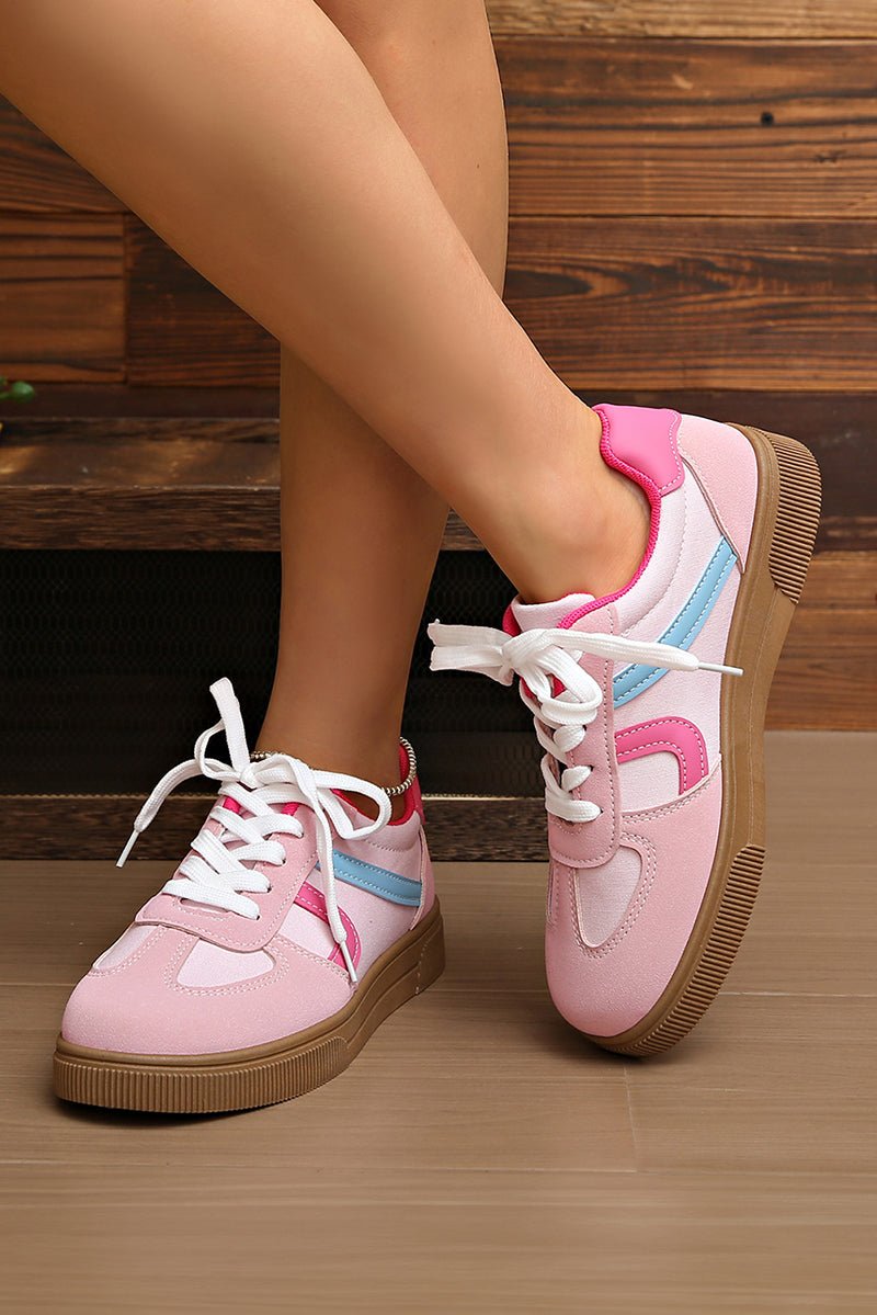 Walking On Sunshine Rose Red Lace Up Sneakers - Wholesale Accessory Market