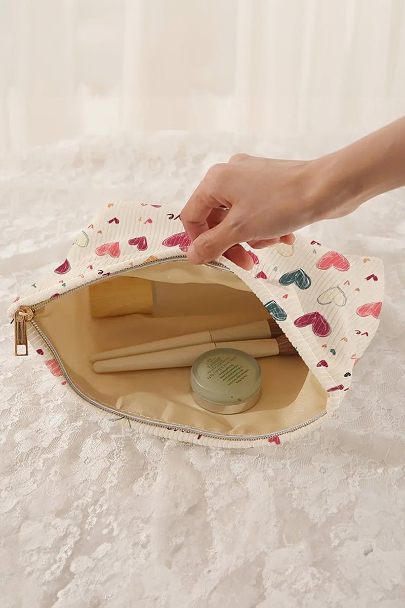 Heart Full Of Love Corduroy Makeup Bag - Wholesale Accessory Market