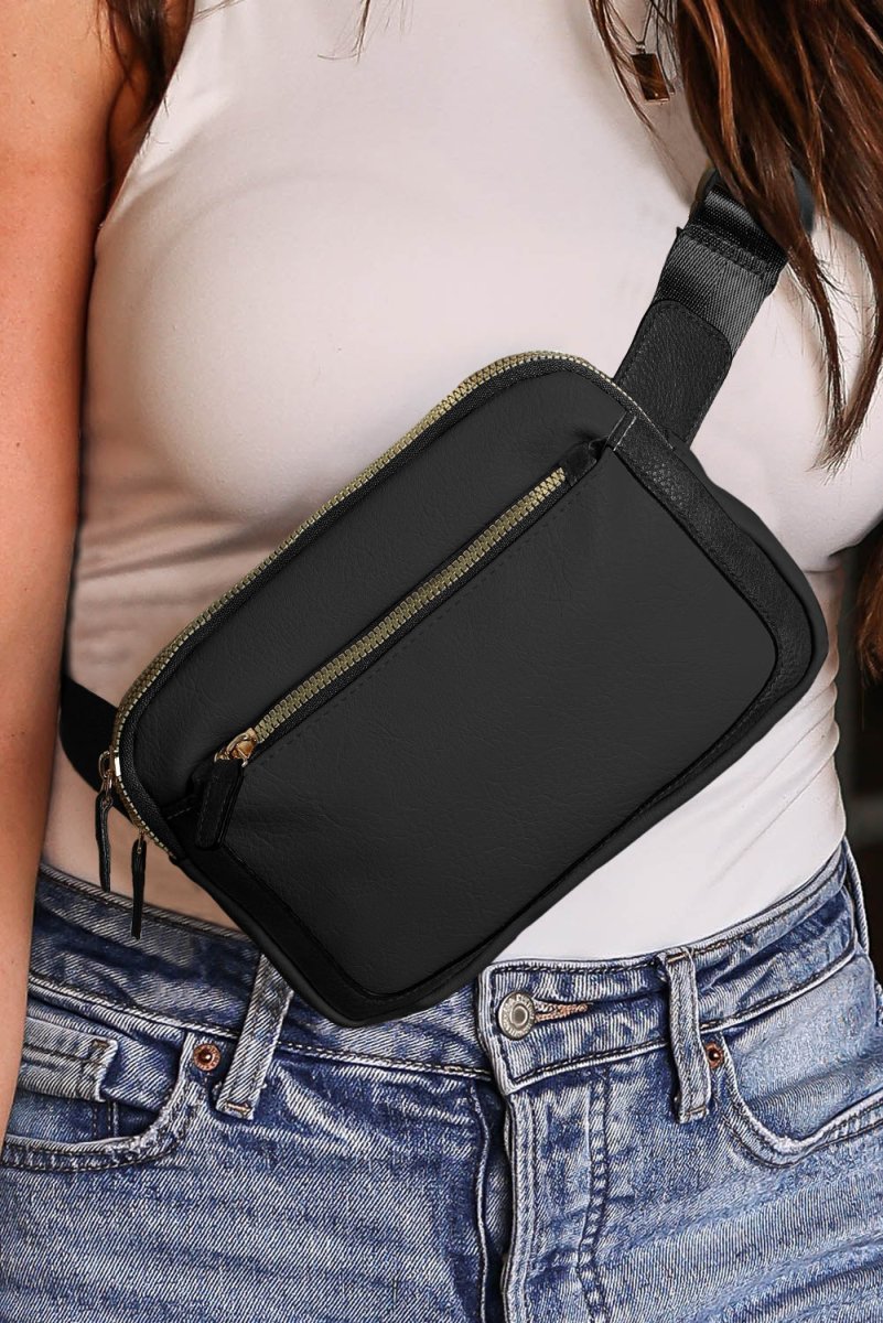Stay Together Black Multi - Pocket Belt Bag - Wholesale Accessory Market