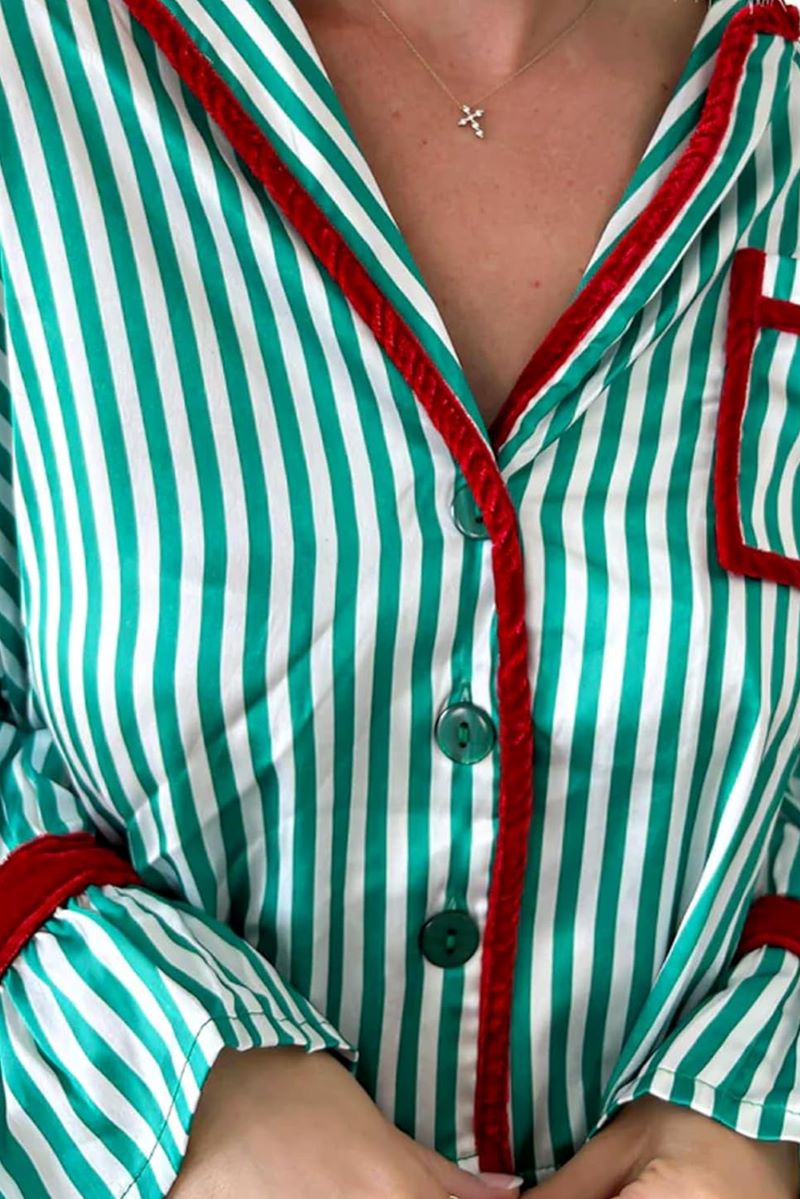 PREORDER! ETA 11/16 Candy Cane Lane Green Top and Pants Pajama Set **SHIPPING EXPECTED TO BEGIN ON DATE 11/16** - Wholesale Accessory Market