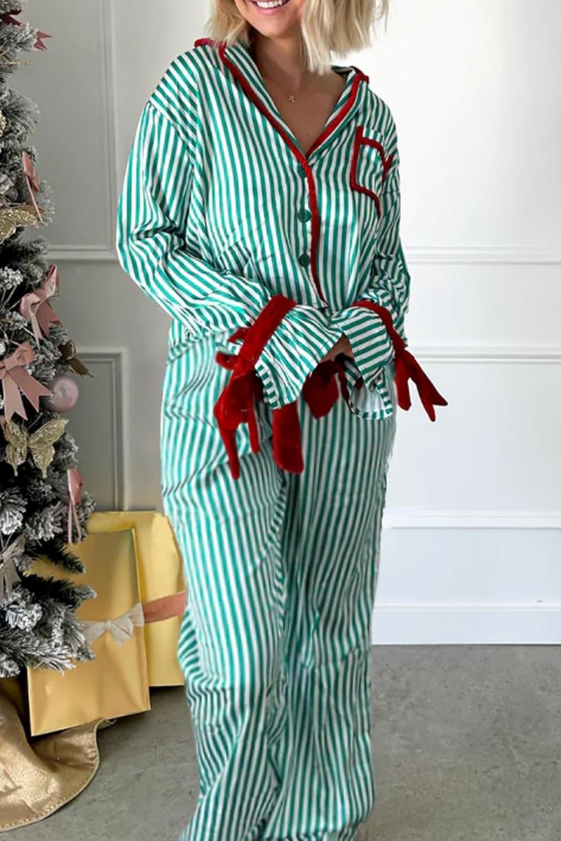 PREORDER! ETA 11/16 Candy Cane Lane Green Top and Pants Pajama Set **SHIPPING EXPECTED TO BEGIN ON DATE 11/16** - Wholesale Accessory Market