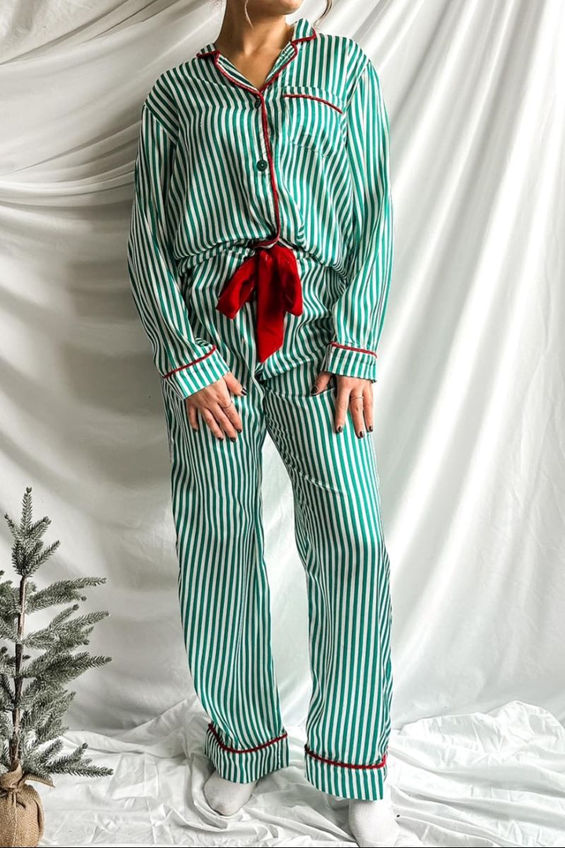 PREORDER! ETA 11/16 Candy Cane Lane Green Top and Pants Pajama Set **SHIPPING EXPECTED TO BEGIN ON DATE 11/16** - Wholesale Accessory Market