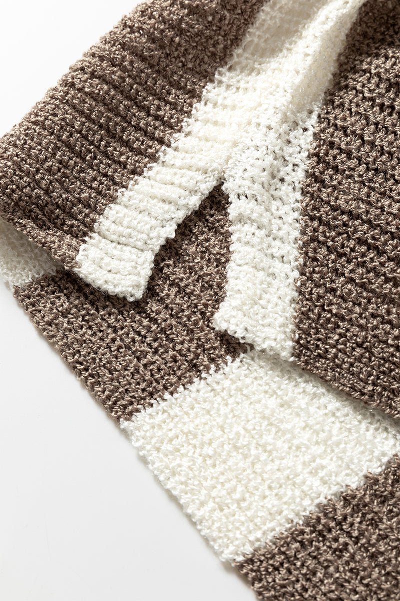 In Your Stride Brown Stripe V - Neck Sweater - Wholesale Accessory Market