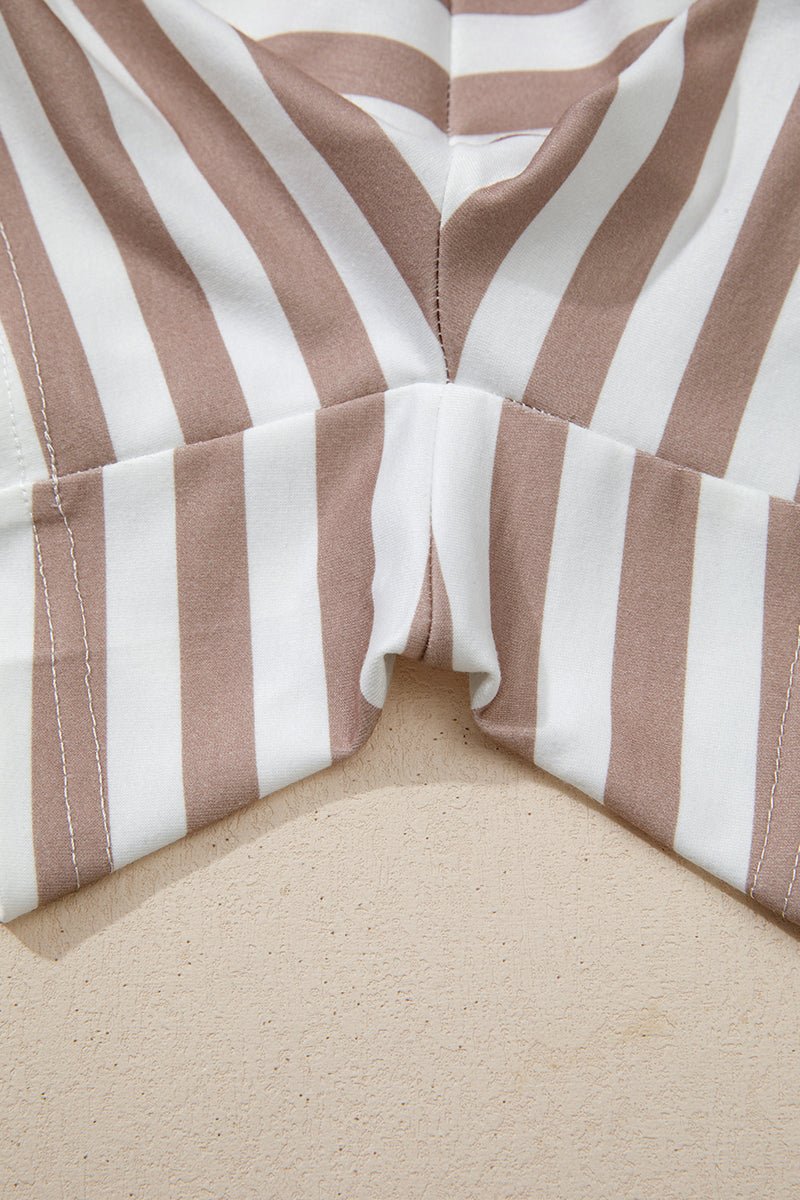 Portside Lounge Khaki Stripe Oversized Pullover and Shorts Set - Wholesale Accessory Market