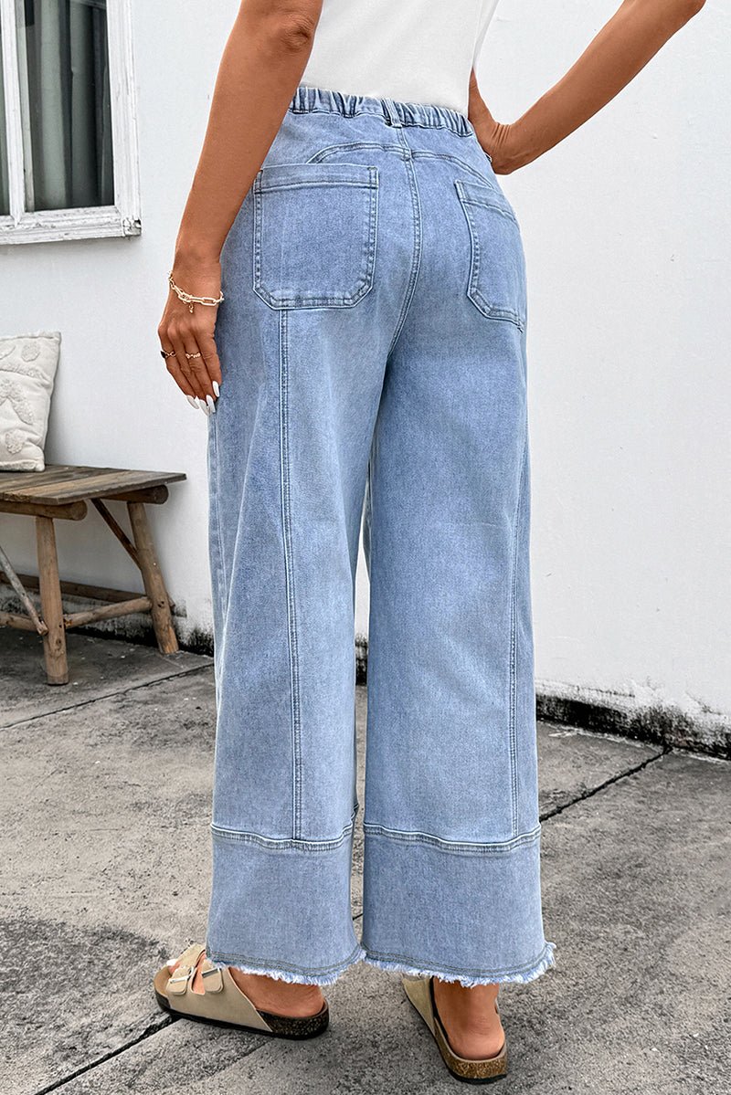 The Willow Beau Blue Wide Leg Denim Pants - Wholesale Accessory Market