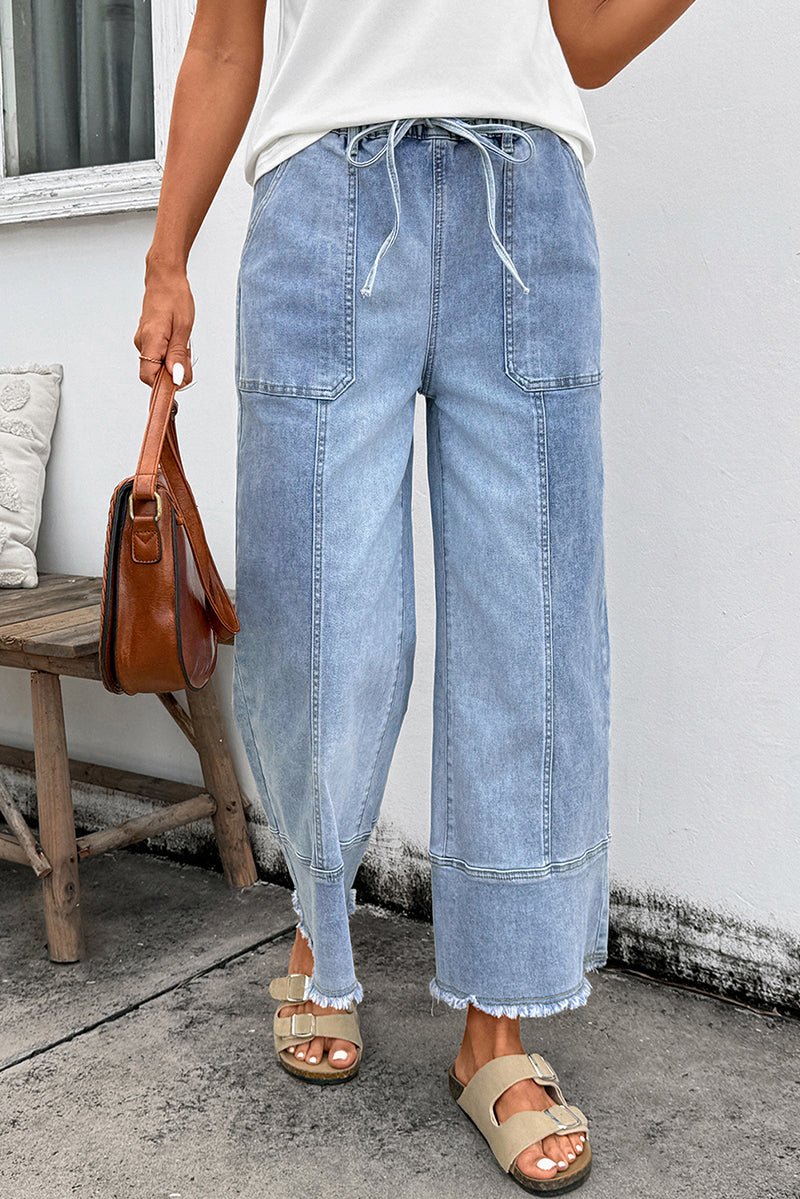 The Willow Beau Blue Wide Leg Denim Pants - Wholesale Accessory Market