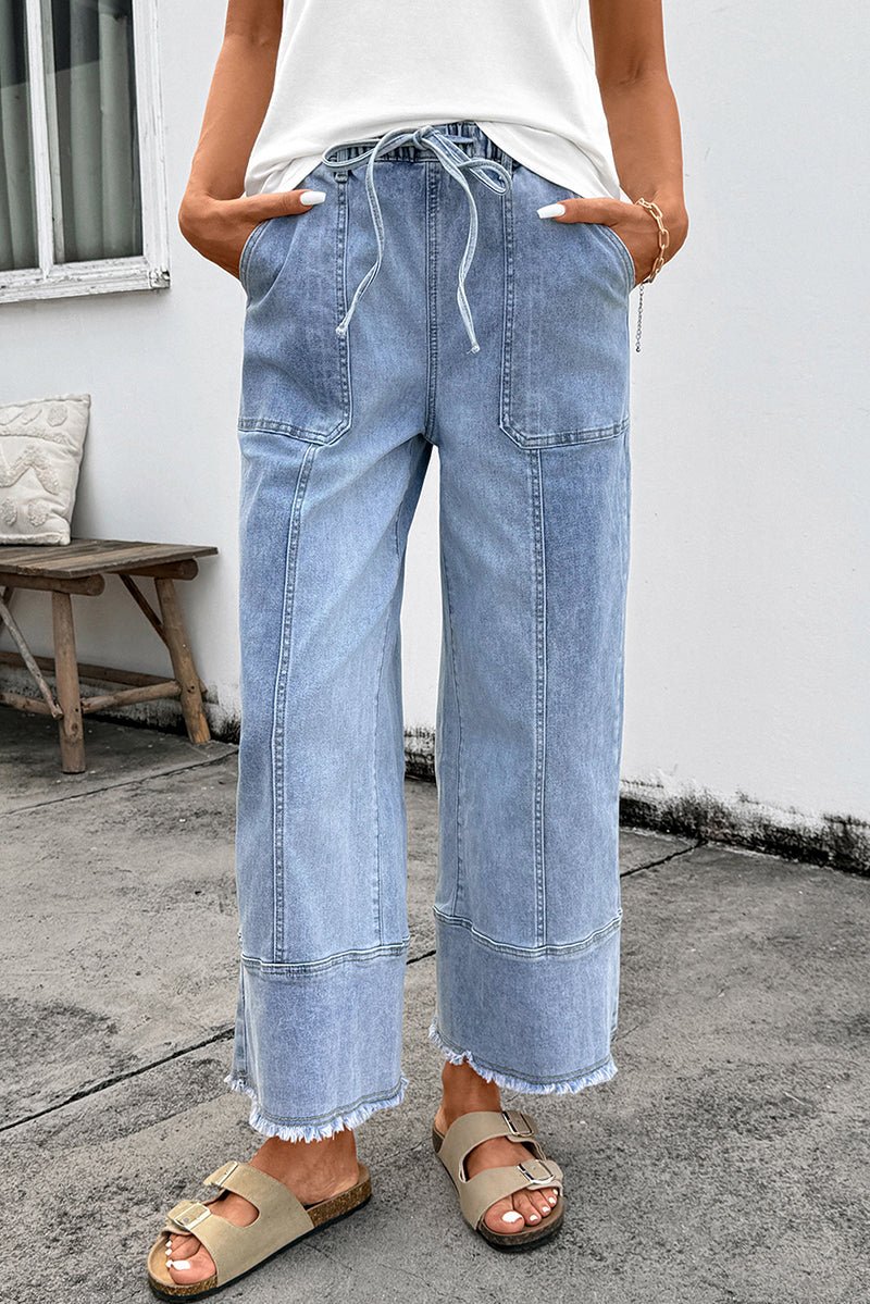 The Willow Beau Blue Wide Leg Denim Pants - Wholesale Accessory Market