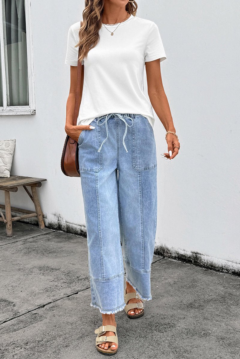 The Willow Beau Blue Wide Leg Denim Pants - Wholesale Accessory Market