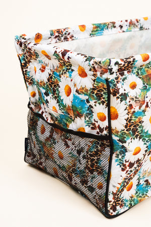 NGIL Wildflowers Collapsible Haul-It-All Basket with Mesh Pockets