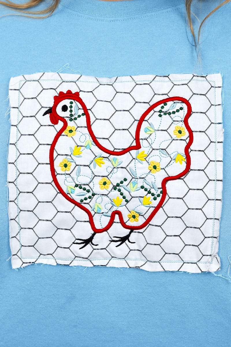 Hen House Blooms Applique Heavy Blend Crew Sweatshirt - Wholesale Accessory Market