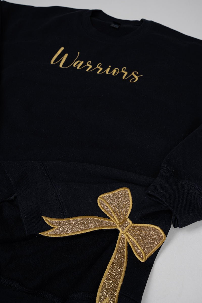 Youth Black You Design It Embroidered Side Bows Heavy - weight Crew Sweatshirt *Customize Your Text and Bows - Wholesale Accessory Market