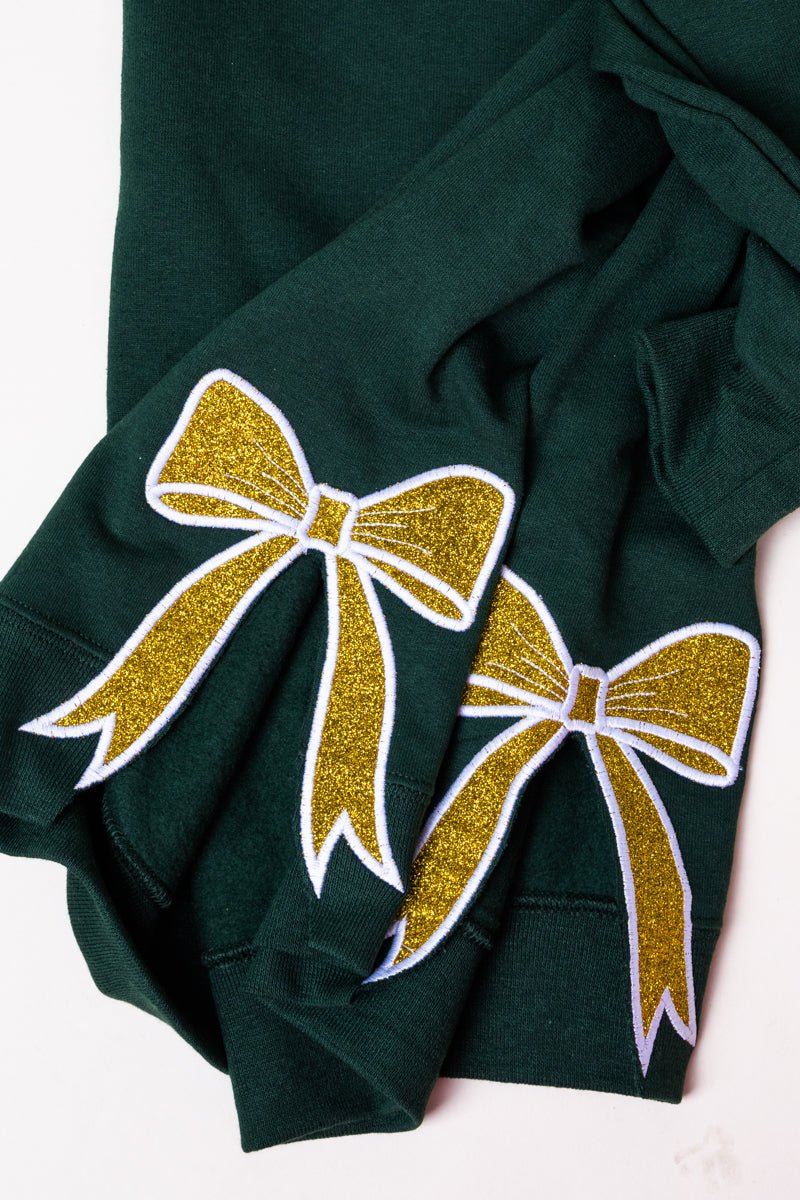 Youth Forest You Design It Embroidered Side Bows Heavy - weight Crew Sweatshirt *Customize Your Text and Bows - Wholesale Accessory Market