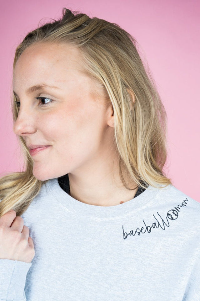 Embroidered Baseball Mom Neckline Unisex NuBlend Crew Sweatshirt *Choose Thread Color - Wholesale Accessory Market