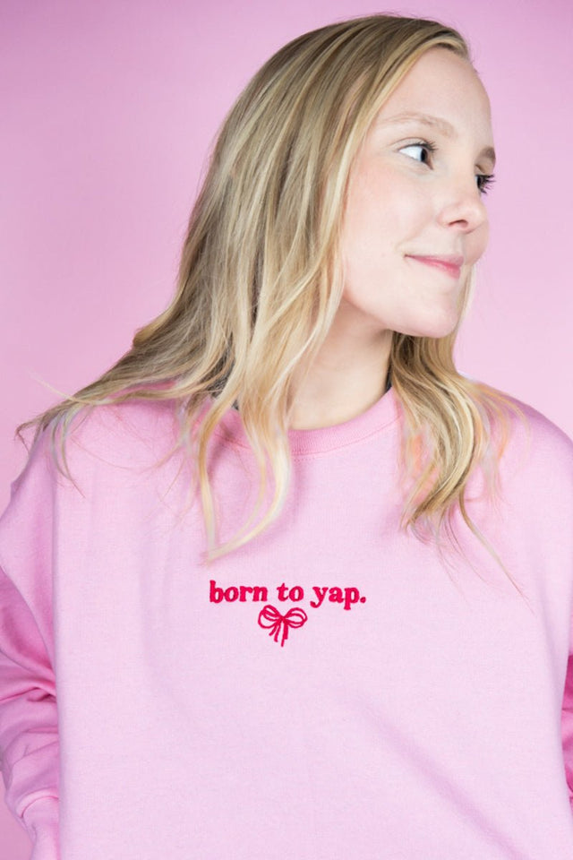 Embroidered Born To Yap Coquette Unisex NuBlend Crew Sweatshirt - Wholesale Accessory Market